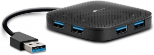 TP-Link UH400 USB Hub,  mini-size, 4 ports, USB 3.0, Built-in USB connector cable
