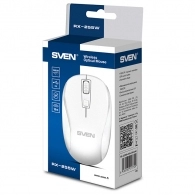 SVEN RX-255W Wireless, Optical Mouse, 2.4GHz, Nano Receiver, 800/1200/1600 dpi, DPI resolution switch, symmetric shape, USB, White