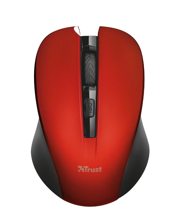 Trust Mydo Red Wireless Mouse, Silent Click, 10m  2.4GHz, Micro receiver, 1000 - 1800 dpi, 4 button, USB