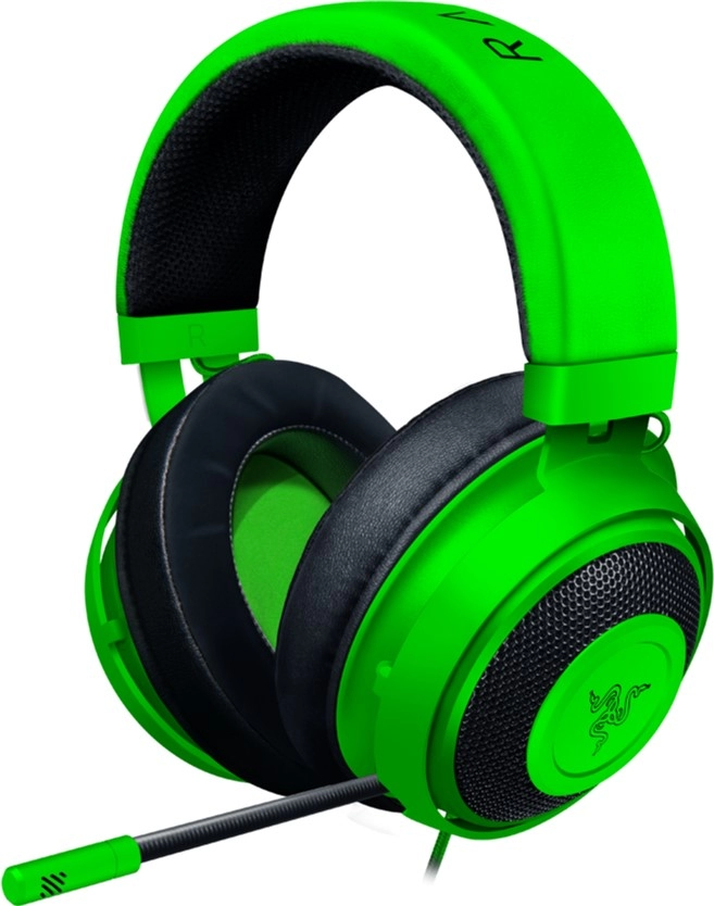 RAZER Kraken Green, Gaming Headset, Retractable Unidirectional Microphone with quick mute toggle, 7.1 Surround Sound, 50 mm neodymium driver units, 3.5 mm audio jack