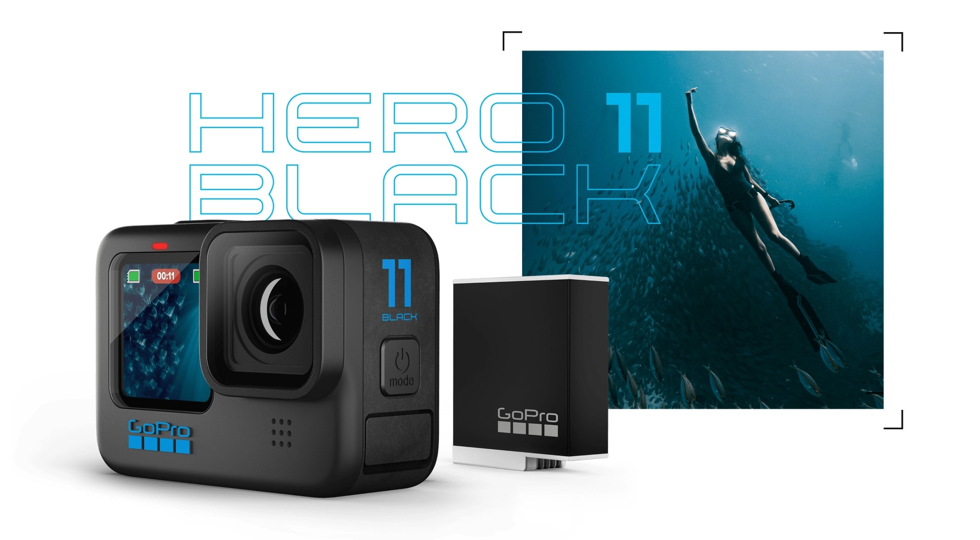 Action Camera GoPro HERO 11 Black, Photo-Video Resolutions:27MP/5.3K60+2.7K240, 8xslow-motion, waterproof 10m, voice control, 3x microphones, hyper smooth 5.0, Live streaming, Timewarp 3.0, HDR, GPS, Wi-Fi, Bluetooth, microSD, micro HDMI, USB-C, 3.5mm, Ba