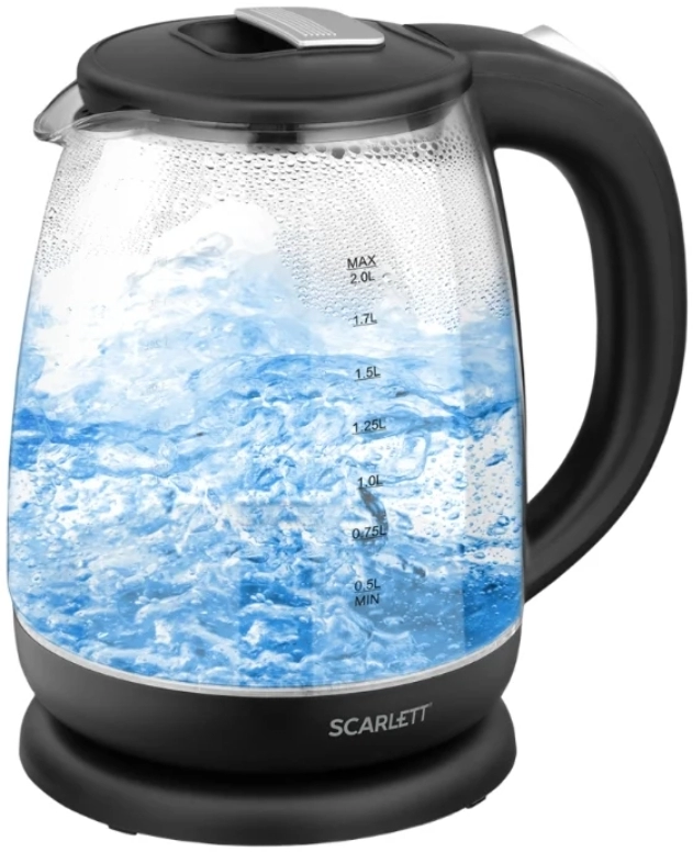 Fierbator de apa electric Scarlett SC-EK27G80, 2 l, 1800 W, Negru