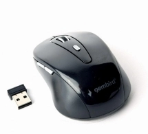 Gembird MUSW-6B-01, Wireless Optical Mouse, 2.4GHz, 6-button, 800/1200/1600dpi, Nano Reciver, USB, Black