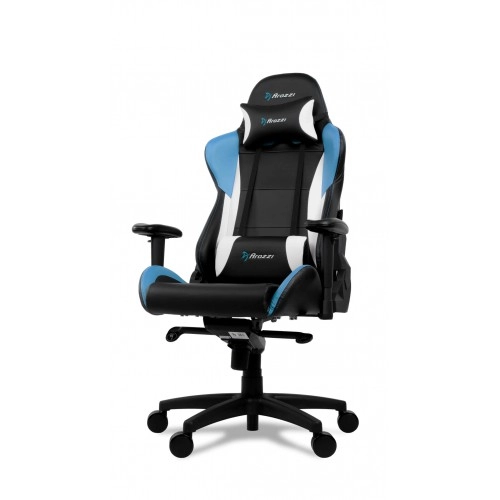 Gaming/Office Chair AROZZI Verona Pro V2, Black/Blue/White, PU Leather, max weight up to 120-130kg / height 165-190cm, Recline 165°, 1D Armrests, Head and Lumber cushions, Metal Frame, Nylon wheelbase, Gas Lift 4class, Large nylon casters, W-25.5kg