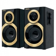 SVEN SPS-619 GOLD (Black),  2.0 / 2x10W RMS, headphone jack, wooden, (3