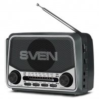 SVEN SRP-525 Gray, FM/AM/SW Radio, 3W RMS, 8-band radio receiver, built-in audio files player from USB-fash, microSD and SD card storage devices, telescopic swivel antenna, built-in battery