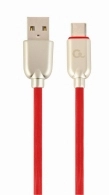Cable USB2.0/Type-C Premium Rubber - 2m - Cablexpert CC-USB2R-AMCM-2M-R, Red, USB 2.0 A-plug to type-C plug, blister