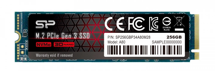 M.2 NVMe SSD 256GB Silicon Power A80, Interface: PCIe3.0 x4 / NVMe1.3, M2 Type 2280 form factor, Sequential Reads 3200 MB/s, Sequential Writes 3000 MB/s, MTBF 2mln, HMB, SLC+DRAM Cache, E2E Data Protection, SP Toolbox, Controller Phison, 3D NAND TLC