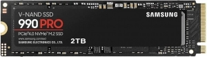M.2 NVMe SSD 2.0TB  Samsung SSD 990 PRO, PCIe4.0 x4 / NVMe2.0, M2 Type 2280 form factor, Seq. Read: 7450 MB/s, Seq. Write: 6900 MB/s, Max Random 4k: Read /Write: 1400,000/1550,000 IOPS, Samsung in-house Controller, 2GB LPDDR4, V-NAND 3-bit MLC