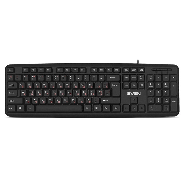 SVEN KB-S230, Keyboard, Waterproof construction, 104 keys, 2m, USB, Black, Rus/Ukr/Eng