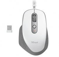 Trust Ozaa Rechargeable Wireless Mouse, Silent Buttons, 2.4GHz, Micro receiver, 800/1200/1600/2400 dpi, 6 button, rechargeable battery up to 40 days, USB, White