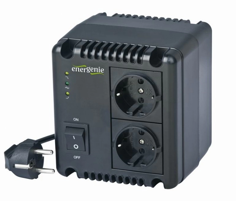 EnerGenie EG-AVR-1001, 1000VA (600W), Automatic AC voltage regulator and stabilizer, 2x Schuko outlets