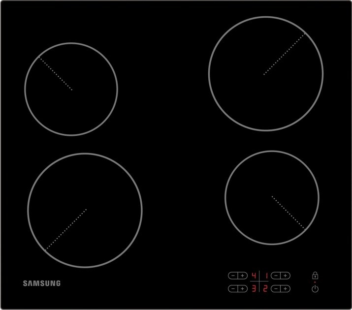 Встраиваемая  электрическая панель Samsung NZ64T3506AK, 4 конфорок, Черный