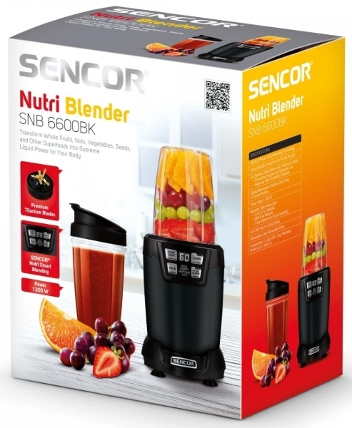 Blender pentru smoothie Sencor SNB6600BK, 1200 W, 3 trepte viteza, Negru
