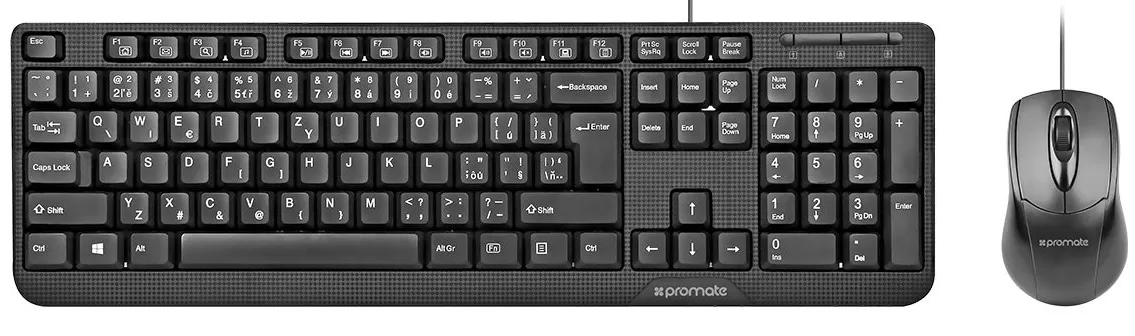 Tastatura si mouse cu fir Promate TASCOMBOKM1BK