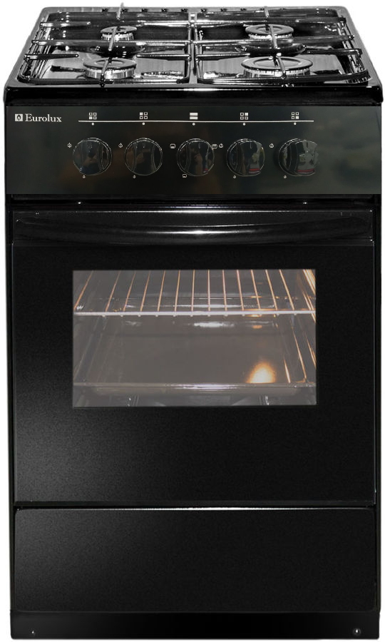 Газовая плита Eurolux TG-5640 BK / 4 конфорок / 50 см / Черный photo 1 Газовая плита Eurolux TG-5640 BK / 4 конфорок / 50 см / Черный photo 1