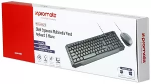 Клавиатура и мышь проводные Promate TSTEASYKEY3BK