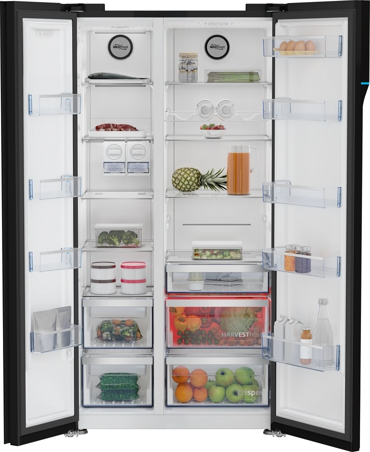 Холодильник Side-by-Side Beko GN163140ZGBN, 580 л, 179 см, E, Черный