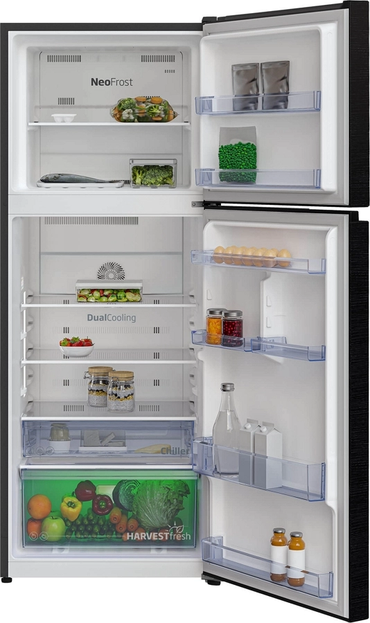 Холодильник с верхней морозильной камерой Beko RDNT401I30WBN, 375 л, 172 см, F (A+), Черный