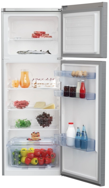 Холодильник с верхней морозильной камерой Beko RDSA290M30XBN, 278 л, 162 см, A+, Серебристый
