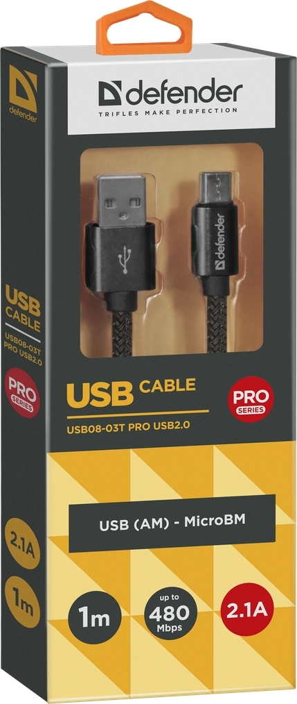 Кабель USB-A - Micro USB Defender USB08-03T  USB-MicroUSB 1m