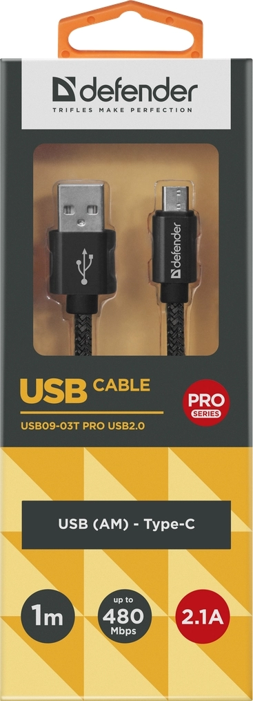 Cablu USB-A - USB-C Defender USB0903TPROBLACK