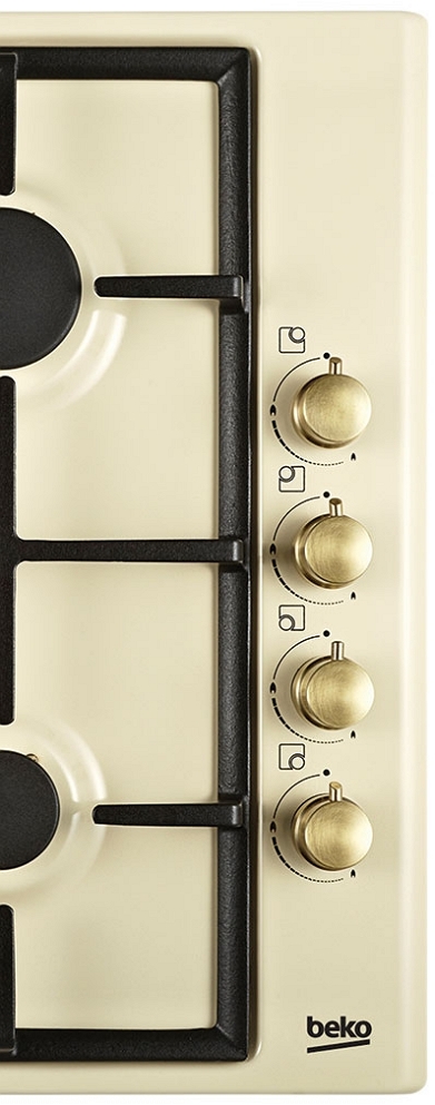 Встраиваемая газовая панель Beko HIZG64125SCR, 4 конфорок, Бежевый ...
