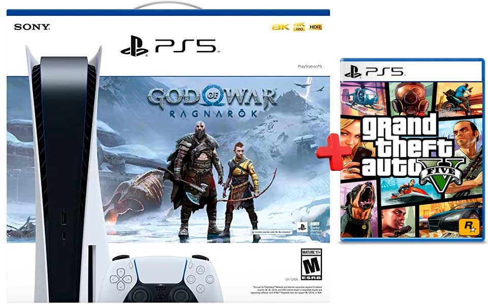 Игровая приставка Sony PlayStation 5 White + God of War Ragnarok + Grand Theft Auto 5 photo 1 Игровая приставка Sony PlayStation 5 White + God of War Ragnarok + Grand Theft Auto 5 photo 1
