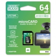Карта памяти MicroSD+ SD adapter GoodRam UHS-I U3 64GB (Class 10) (M3AA-0640R11-DD)