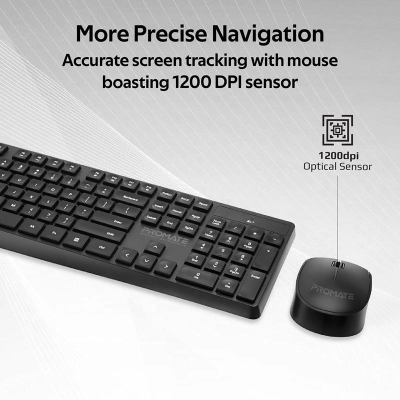 Tastatura + mouse fara fir Promate PROCOMBO5BLKE