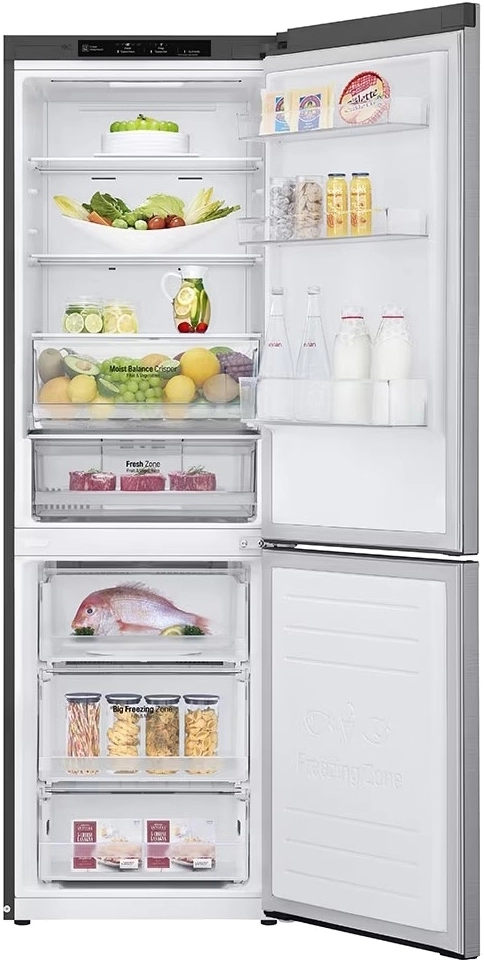 Холодильник LG GBB61PZJMN, 341 л, 186 см, E/A++, Серебристый