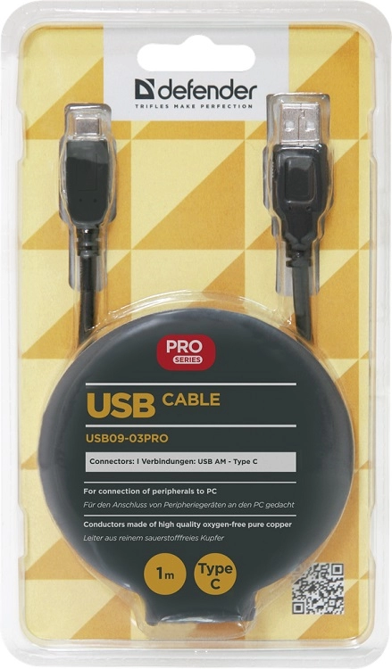 Cablu USB-A - USB Type-C Defender USB09-03PRO USB-TypeC  1m
