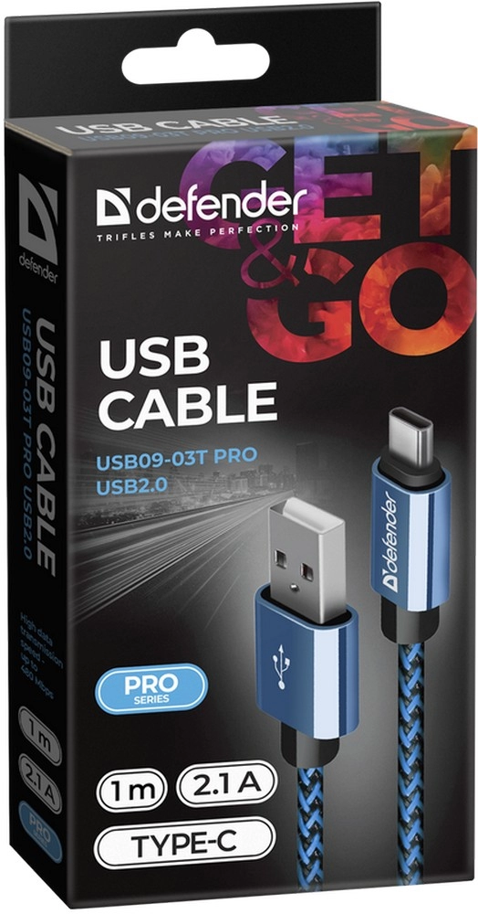 Cablu USB-A - USB-C Defender USB09-03T PRO