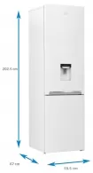Холодильник с нижней морозильной камерой Beko RCSA406K40DWN, 386 л, 202.5 см, E, Белый