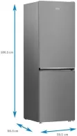 Холодильник с нижней морозильной камерой Beko B1RCNA364XB, 316 л, 186.5 см, E, Серебристый